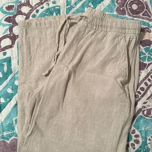 Wide leg, khaki linen women’s pants